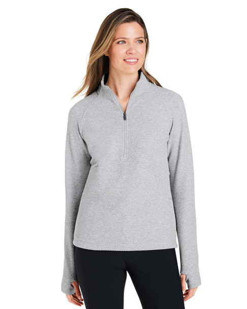 North End NE725W Ladies' Spirit Textured Quarter-Zip Sweatshirt | Platinum Heather