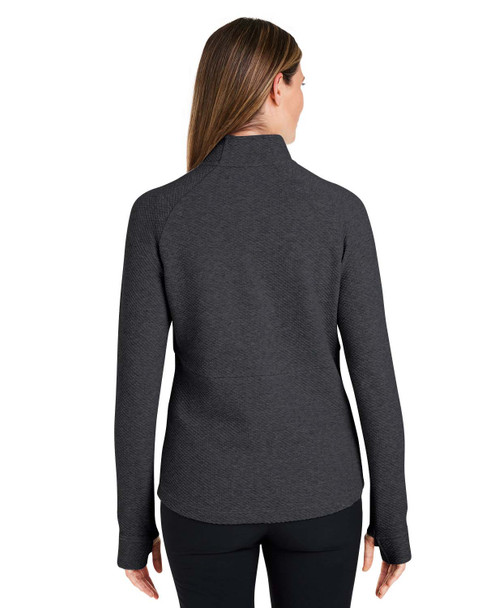 North End NE725W Ladies' Spirit Textured Quarter-Zip Sweatshirt | Black Heather