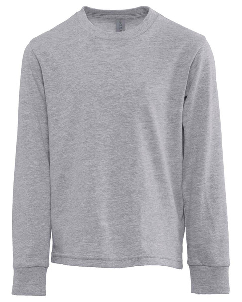 Next Level Apparel 3311NL Youth Cotton Long Sleeve T-Shirt | Heather Grey