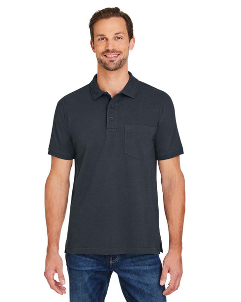 Harriton M205P Men's Valiant Cotton Snag Protect Pocket Polo | Dark Charcoal