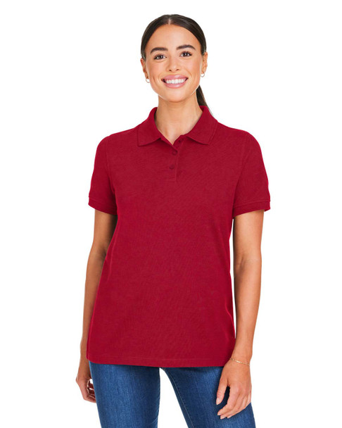 Harriton M205W Ladies' Valiant Cotton Snag Protect Polo Shirt | Red