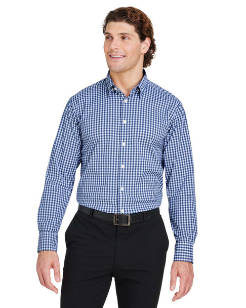 Devon & Jones DG536 Crownlux Performance® Men's Gingham Shirt | Navy/White