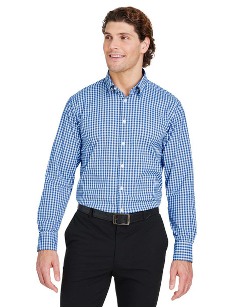 Devon & Jones DG536 Crownlux Performance® Men's Gingham Shirt | French Blue/White