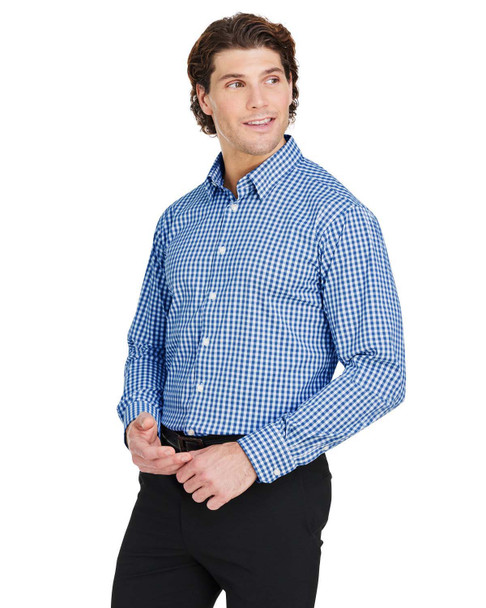 Devon & Jones DG536 Crownlux Performance® Men's Gingham Shirt | French Blue/White