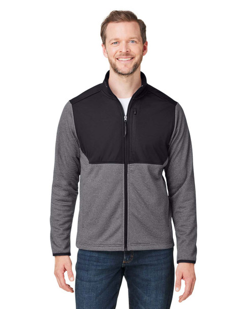 Core365 CE74 Men's Venture Heathered Stripe Hybrid Jacket | Black/White