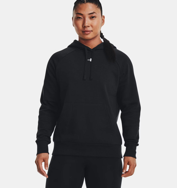 Under Armour 1379500 Ladies' Rival Fleece Hooded Sweatshirt | Black/White