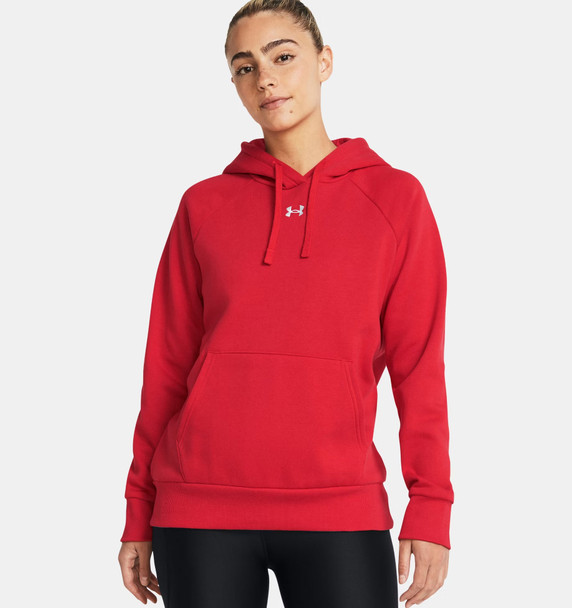 Under Armour 1379500 Ladies' Rival Fleece Hooded Sweatshirt | Red/White