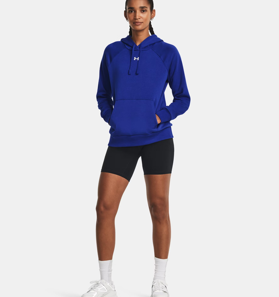 Under Armour 1379500 Ladies' Rival Fleece Hooded Sweatshirt | Royal/White