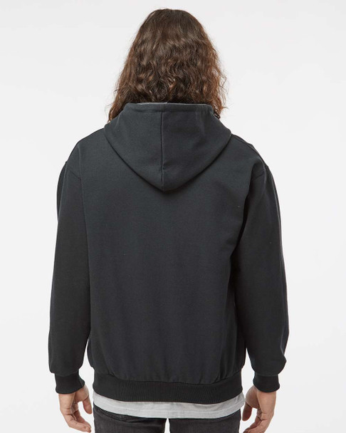 King Athletics KF9047 Full Zip Contrast Hooded Sweatshirt | Black/ Charcoal