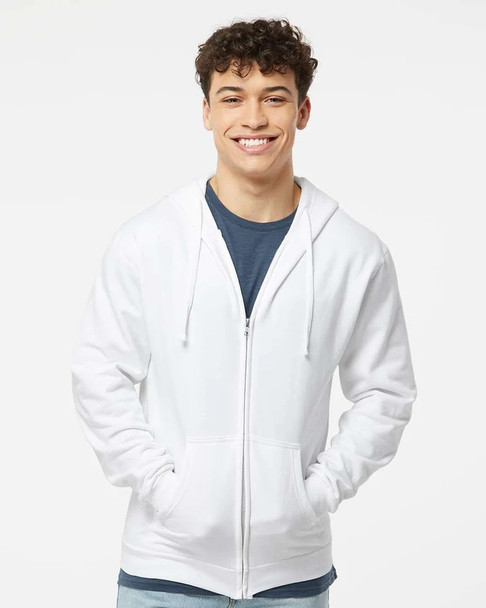 M&O 3331 Unisex Zipper Fleece Hoodie | White