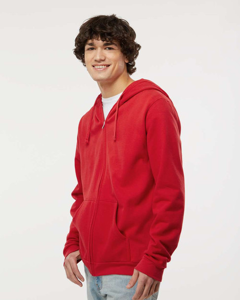 M&O 3331 Unisex Zipper Fleece Hoodie | Red