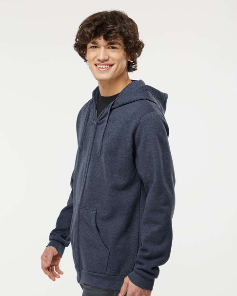 M&O 3331 Unisex Zipper Fleece Hoodie | Heather Navy