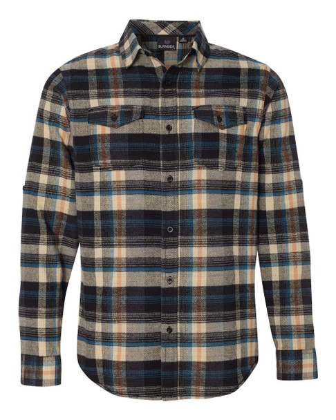 Burnside 8210 Men's Woven Plaid Flannel | Dark Khaki
