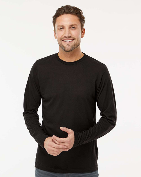 M&O 3520 Men's Poly-Blend Long Sleeve Tee | Black