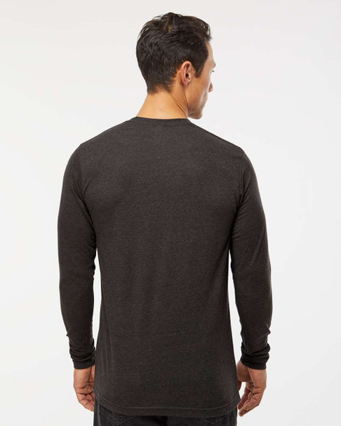 M&O 3520 Men's Poly-Blend Long Sleeve Tee | Heather Graphite