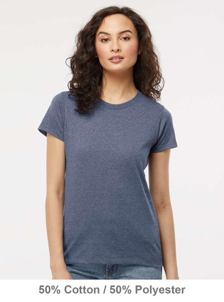 4810 M&O Ladies Gold Soft Touch T-shirt | Heather Navy