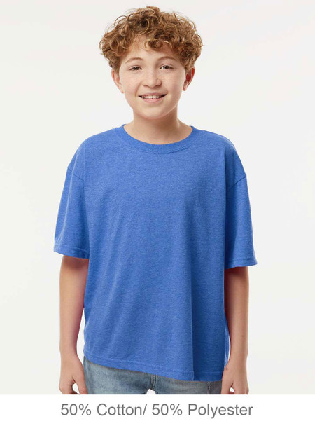 4850 M&O Youth Gold Soft Touch T-shirt | Heather Royal