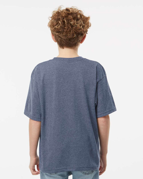 4850 M&O Youth Gold Soft Touch T-shirt | Heather Navy