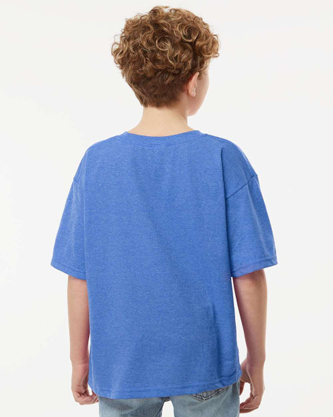 4850 M&O Youth Gold Soft Touch T-shirt | Heather Royal