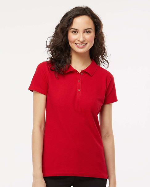 M&O 7600 Ladies Ring Spun Short Sleeve Sport Shirt | Bright Red