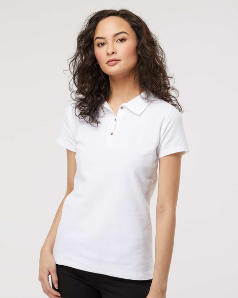 M&O 7600 Ladies Ring Spun Short Sleeve Sport Shirt | White