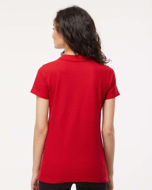 M&O 7600 Ladies Ring Spun Short Sleeve Sport Shirt | Bright Red