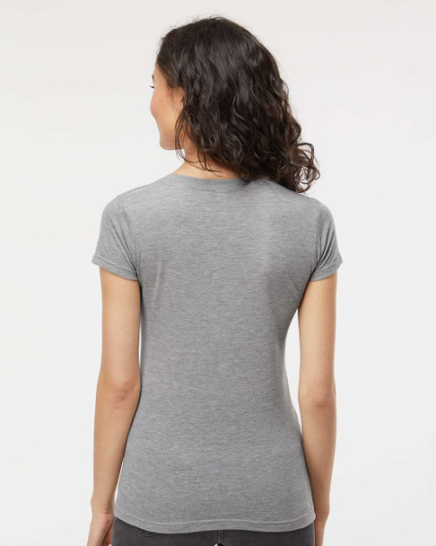 M&O 3542 Women's Fine Blend V-Neck T-shirt | Heather Grey