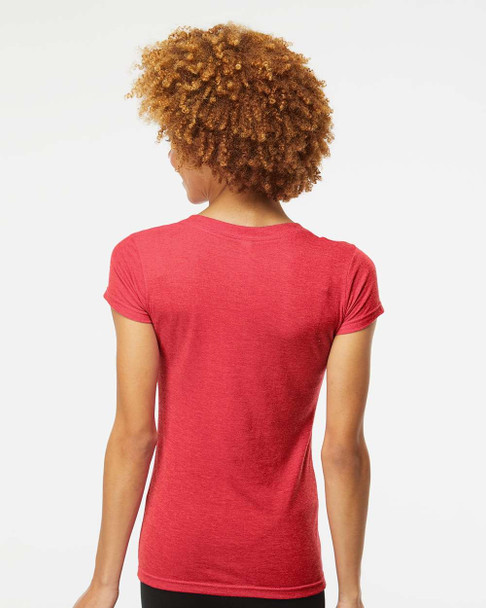 M&O 3542 Women's Fine Blend V-Neck T-shirt | Heather Red
