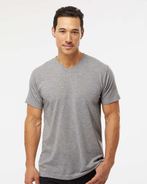 M&O 3543 Fine Blend V-Neck T-Shirt | Heather Grey