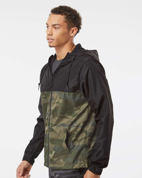 Independent EXP54LWZ Water-Resistant Lightweight Windbreaker | Black/ Forest Camo