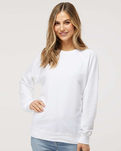 Independent Trading Co. SS1000C Icon Unisex Lightweight Loopback Terry Crewneck Sweatshirt | White