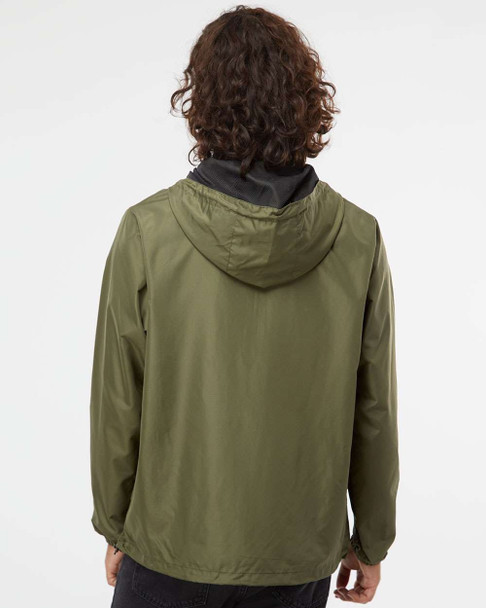 Independent Trading Co. EXP54LWP Unisex Lightweight Quarter-Zip Windbreaker Pullover Jacket | Army/ Black Zipper