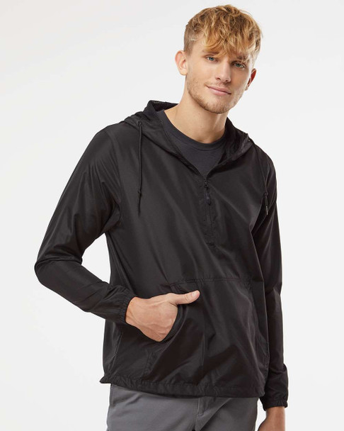 Independent Trading Co. EXP54LWP Unisex Lightweight Quarter-Zip Windbreaker Pullover Jacket | Black