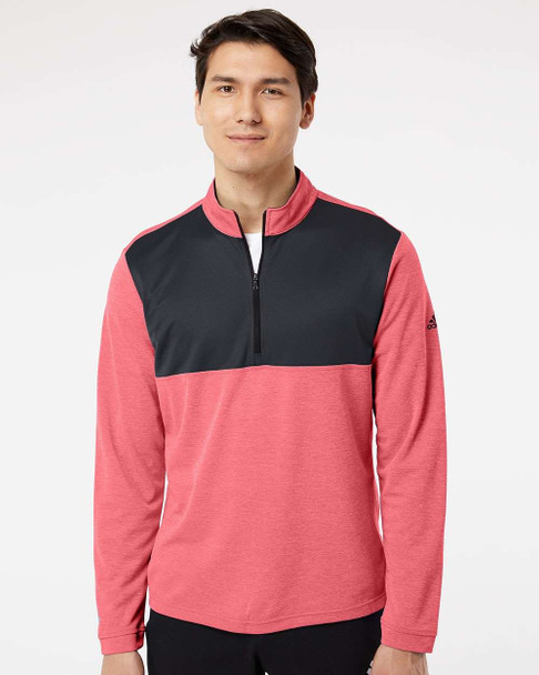 Adidas A280 Lightweight Quarter-Zip Pullover | Power Red Heather/ Carbon