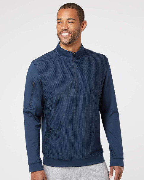 Adidas A295 Performance Textured Quarter-Zip Pullover | Collegiate Navy