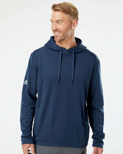 Adidas A530 Textured Mixed Media Hooded Sweatshirt | Collegiate Navy