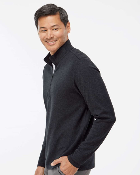 Adidas A554 3-Stripes Quarter-Zip Sweater | Black Melange