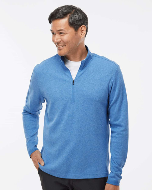 Adidas A554 3-Stripes Quarter-Zip Sweater | Focus Blue Melange