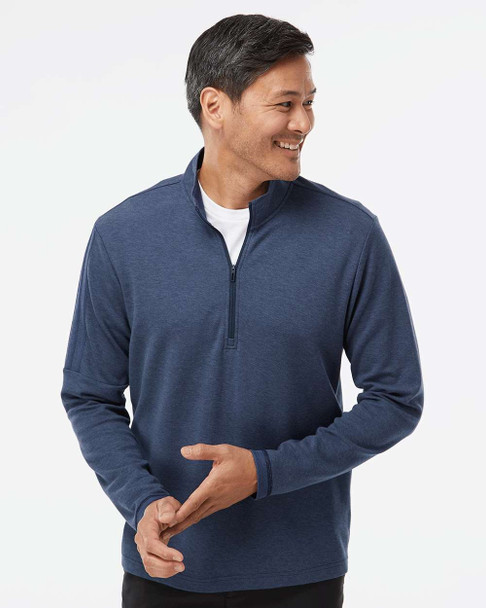Adidas A554 3-Stripes Quarter-Zip Sweater | Collegiate Navy Melange