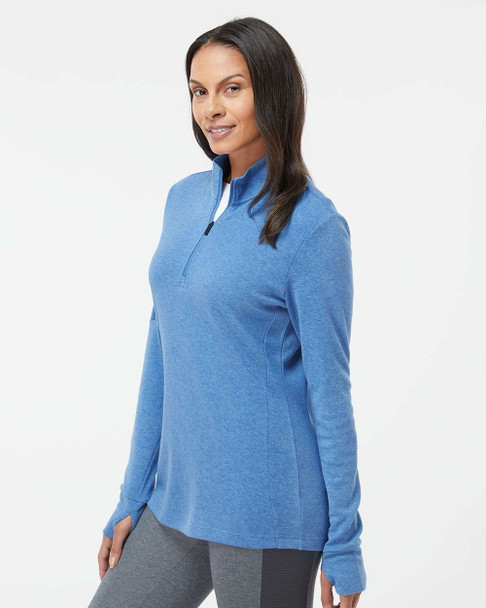 Adidas A555 Women's 3-Stripes Quarter-Zip Sweater | Focus Blue Melange
