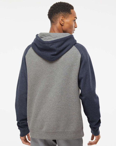 Independent Trading Co. IND40RP Raglan Hooded Sweatshirt | Gunmetal Heather/ Classic Navy Heather