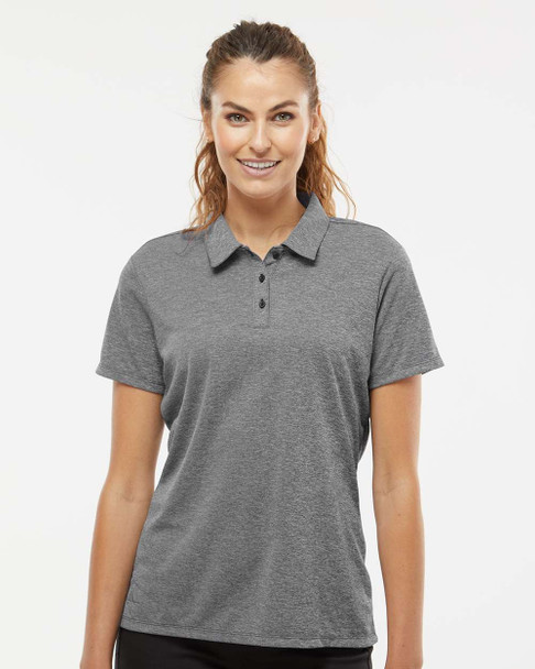 Adidas A583 Women's Heathered Polo Shirt | Black Melange Adidas A583 Women's Heathered Polo Shirt | Black Melange
