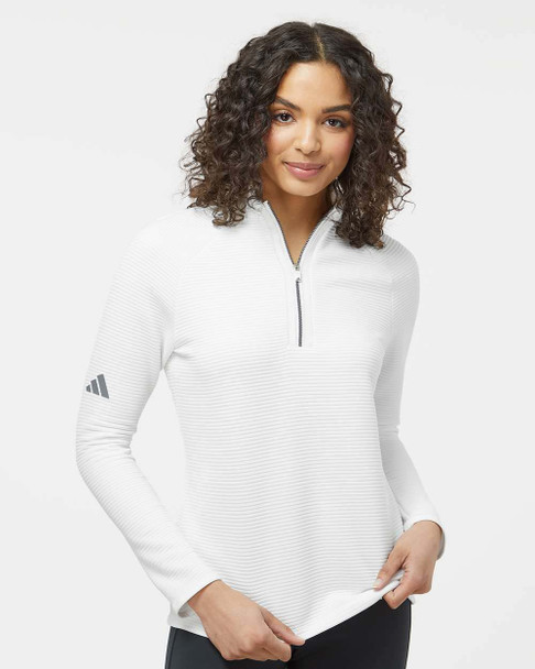Adidas A589 Women's Spacer Quarter-Zip Pullover | Core White Adidas A589 Women's Spacer Quarter-Zip Pullover | Core White