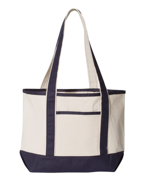 Q125800 Q-Tees 20L Small Deluxe Tote | Natural/ Navy