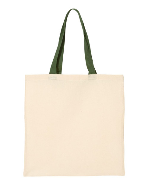 Q-Tees QTB6000 Economical Tote with Contrast-Colour Handles | Natural/ Forest