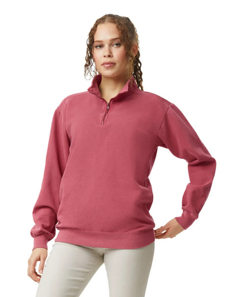 Comfort Colors 1580 Garment-Dyed Quarter Zip Sweatshirt | Crimson Comfort Colors 1580 Garment-Dyed Quarter Zip Sweatshirt | Crimson