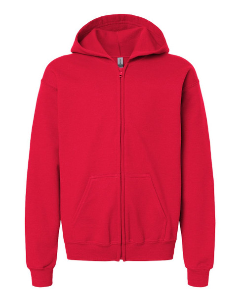 Gildan 18600B Heavy Blend™ Youth Full-Zip Hooded Sweatshirt | Red Gildan 18600B Heavy Blend™ Youth Full-Zip Hooded Sweatshirt | Red