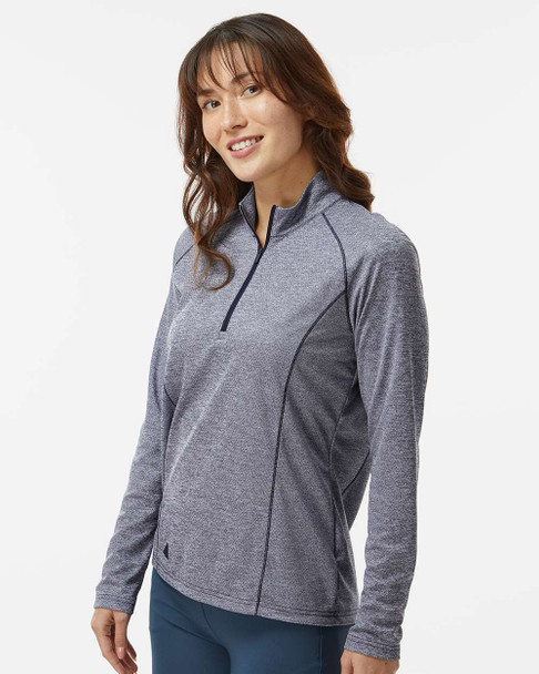 Adidas A594 Women's Space Dyed Quarter-Zip Pullover | Collegiate Navy Melange Adidas A594 Women's Space Dyed Quarter-Zip Pullover | Collegiate Navy Melange