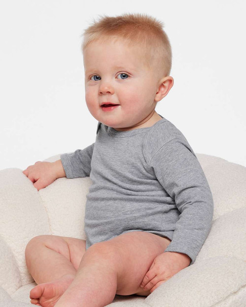 4421 Rabbit Skins Infant Fine Jersey Long Sleeve Bodysuit | Heather