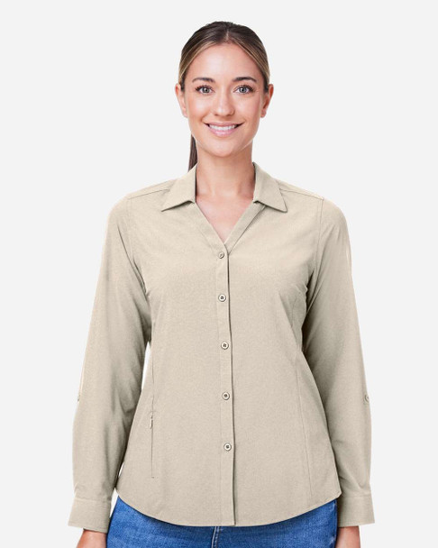 CORE365 CE510LW Women's Ultra UVP® Long Sleeve Marina Shirt | Stone